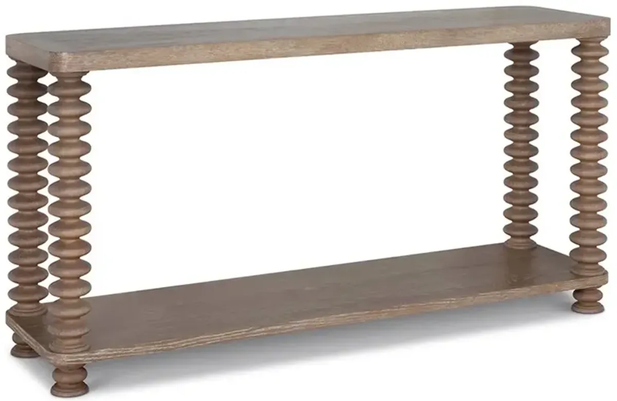 Isabella Updated Traditional Brown Oak Rectangular Spindle Console Table