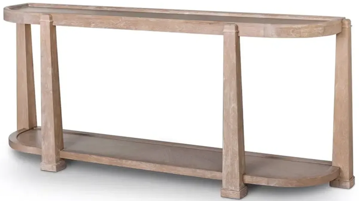 Valerie Updated Traditional Brown Oak Demilune Console Table