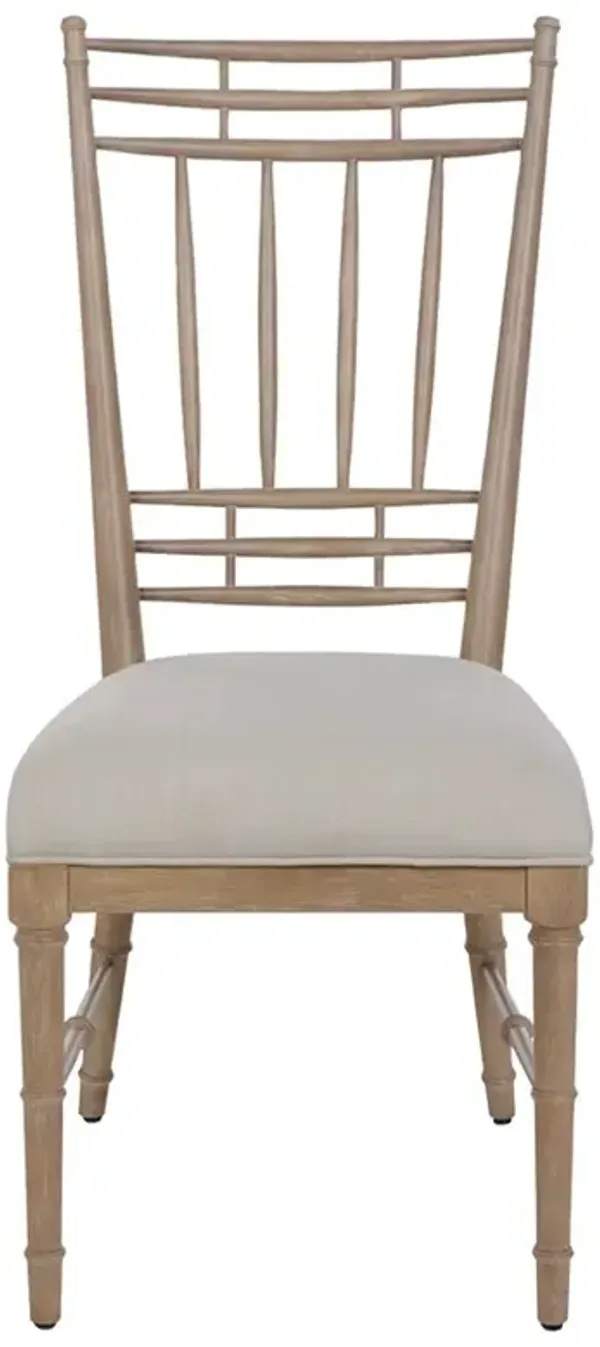 Faith Updated Traditional Grey Performance Brown Wood Dining Side Chair - Set of 2