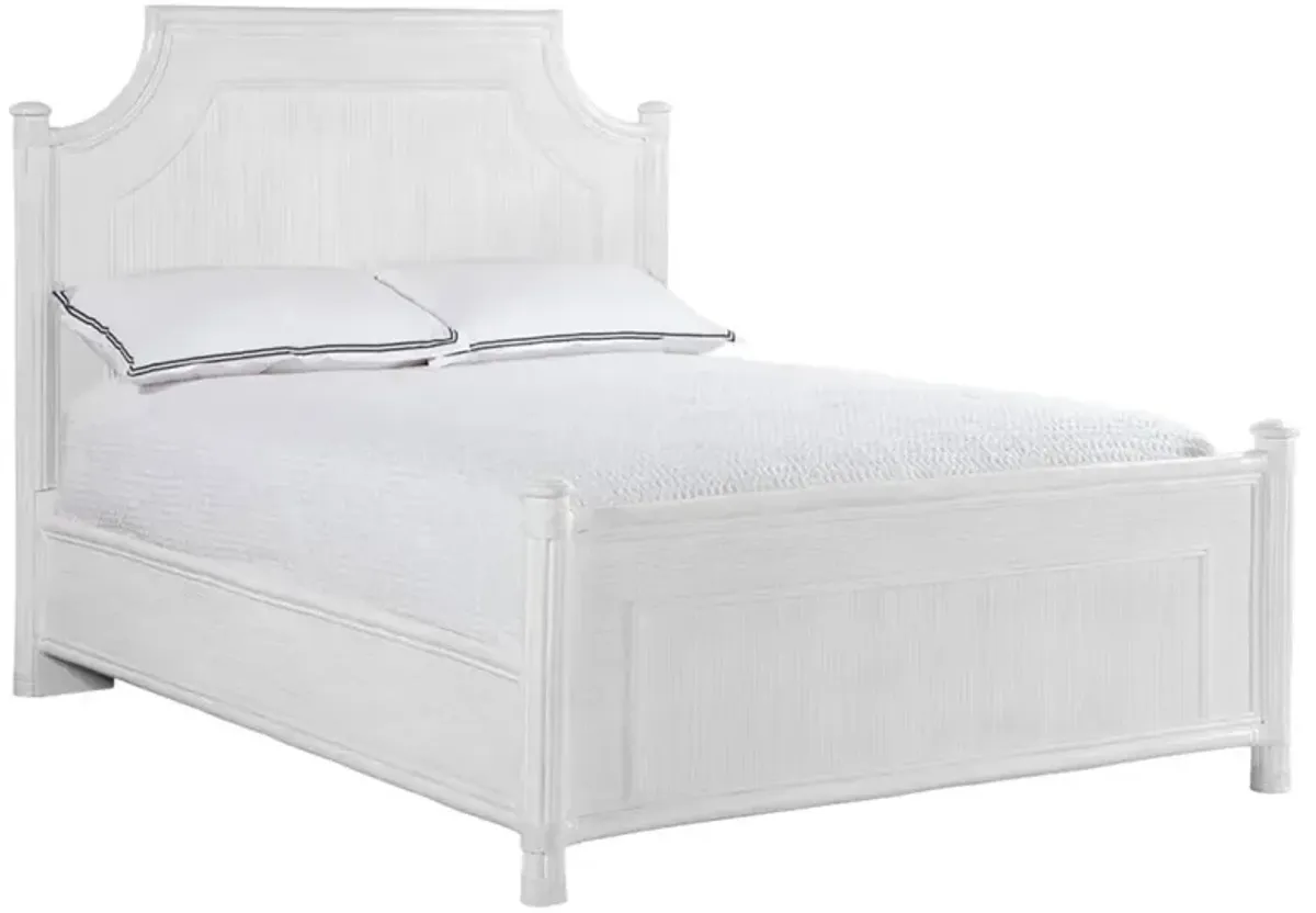 Elliana Coastal Beach White Arched Wicker Bed - Queen