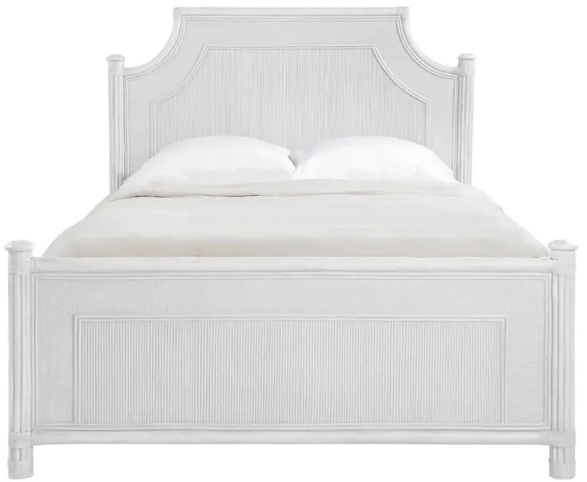 Elliana Coastal Beach White Arched Wicker Bed - Queen