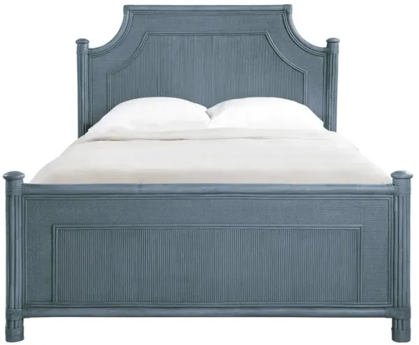 Elliana Coastal Beach Dark Blue Arched Wicker Bed - King