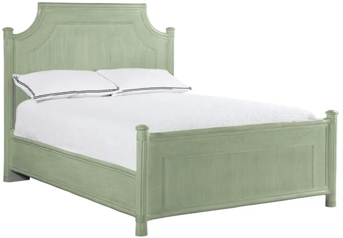 Elliana Coastal Beach Green Arched Wicker Bed - King