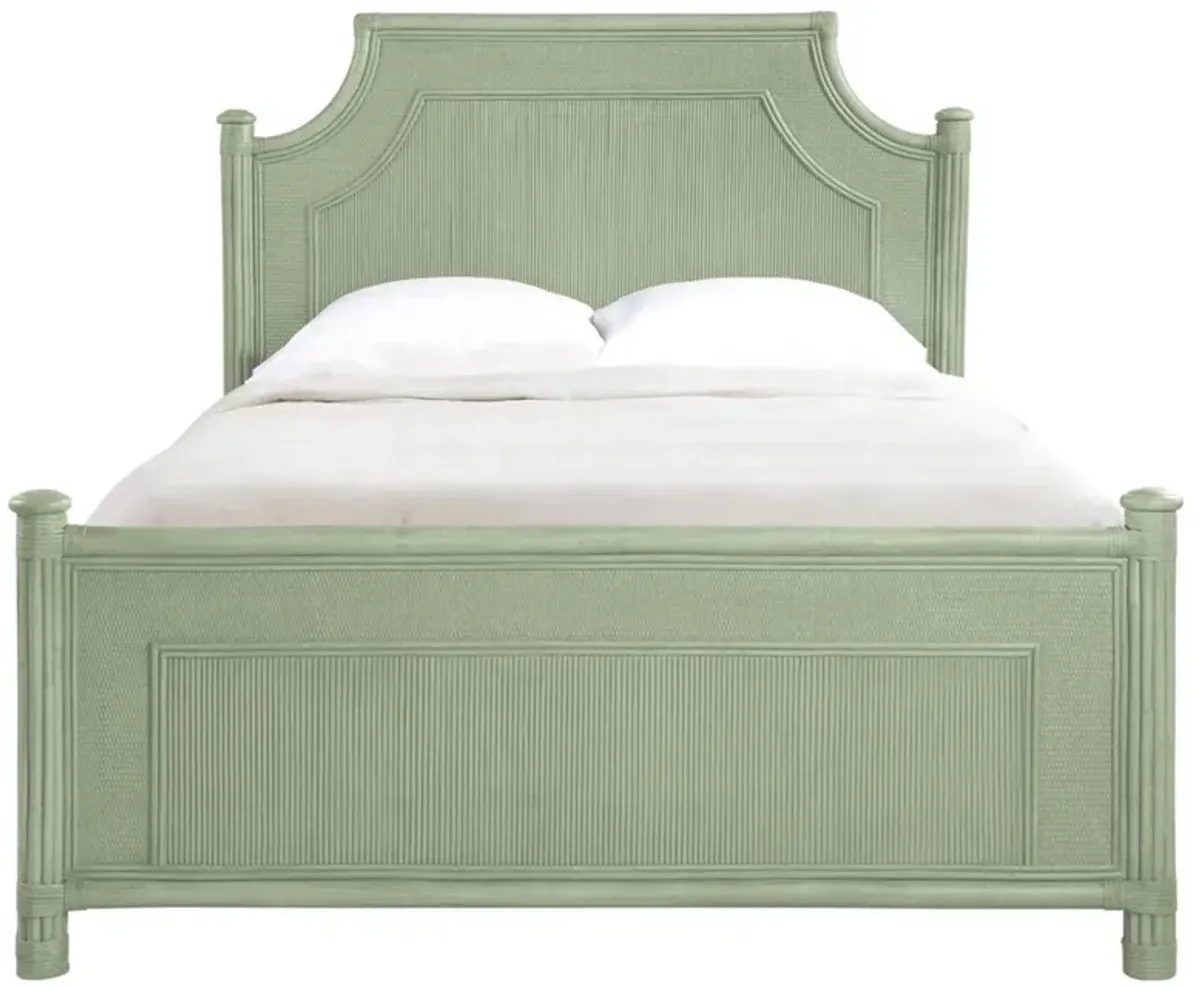 Elliana Coastal Beach Green Arched Wicker Bed - King