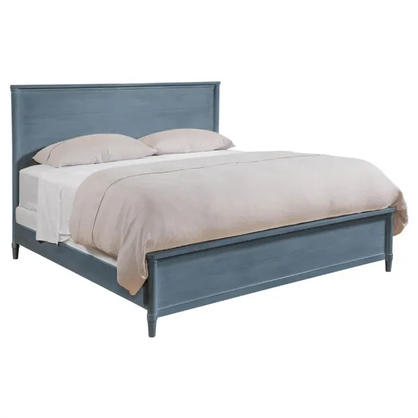 Callum Modern Classic Dark Blue Wood Classic Bed - Queen