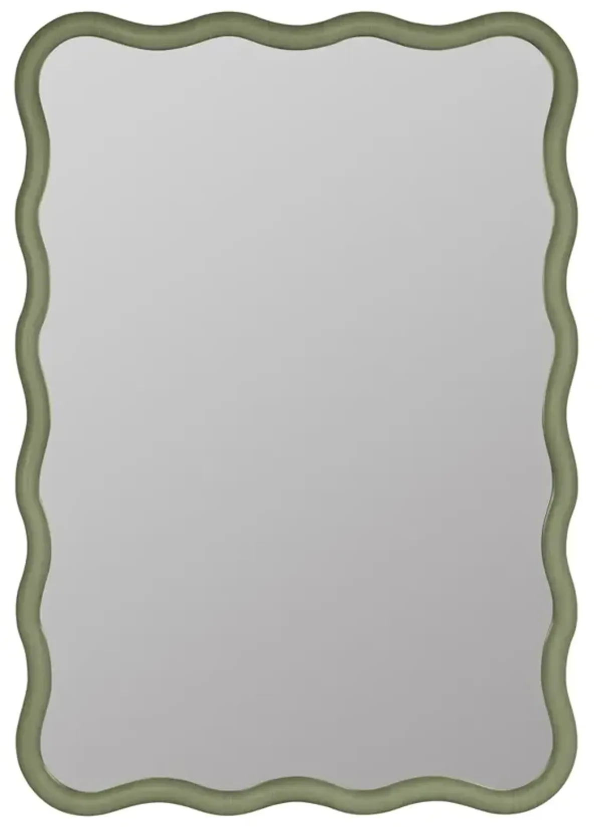 Camelotte Coastal Beach Sage Wood Wavy Wall Mirror