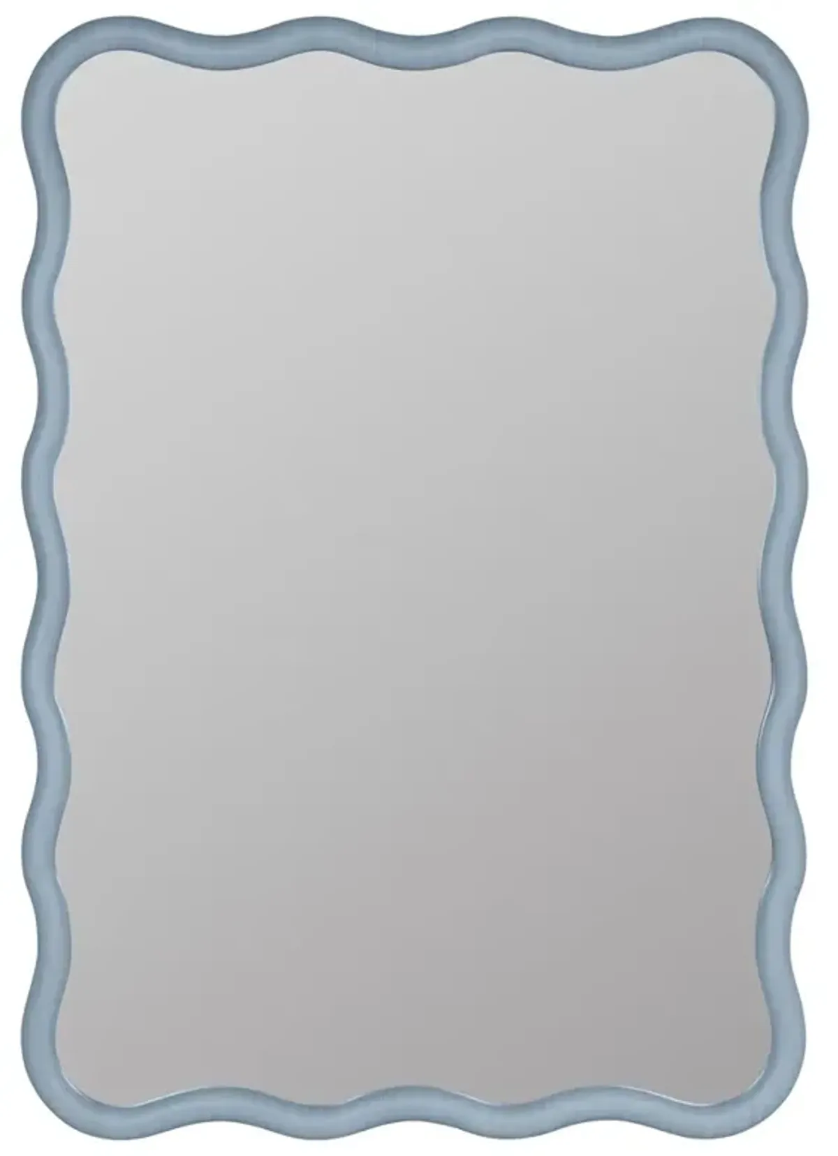 Camelotte Coastal Beach Sky Blue Wood Wavy Wall Mirror