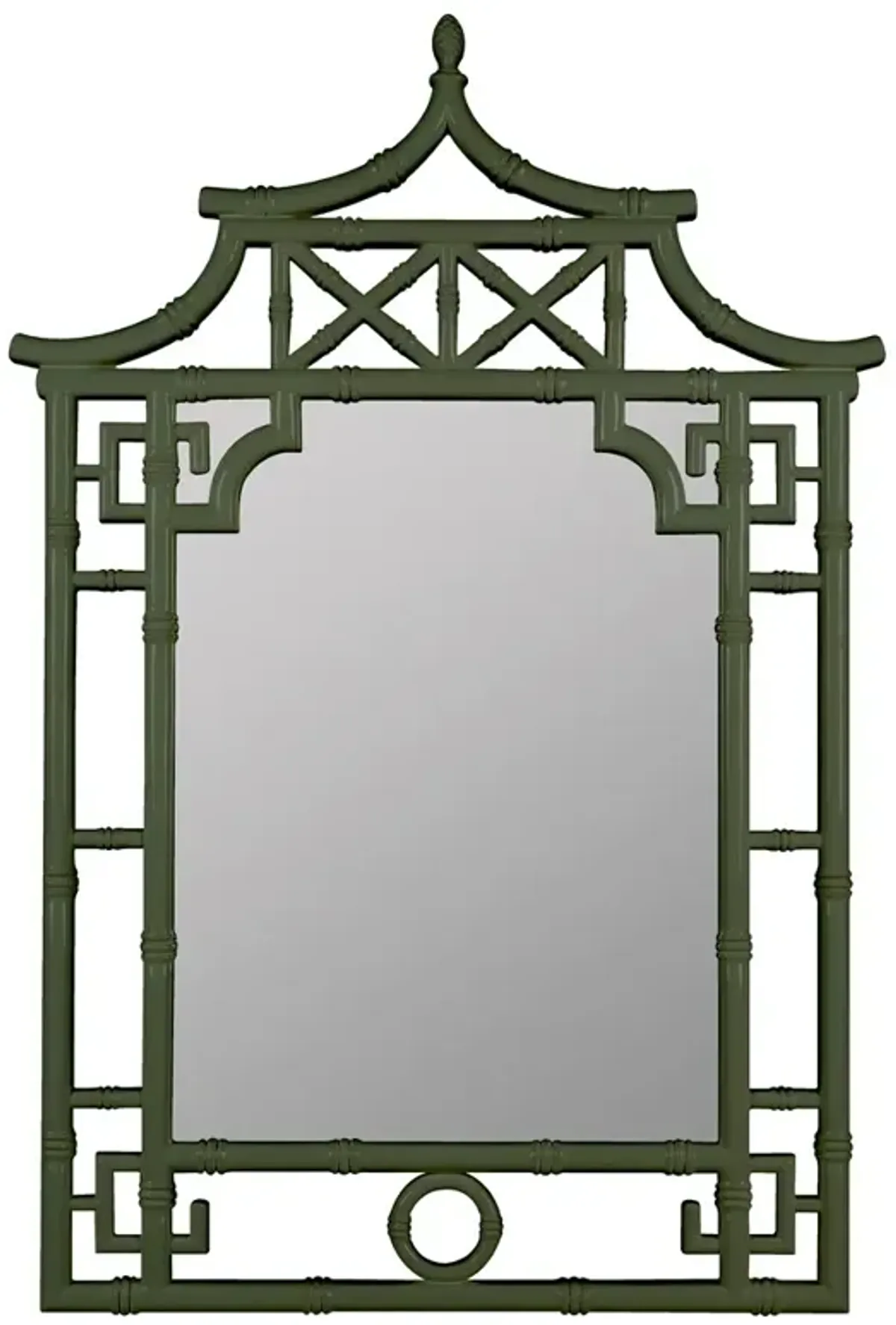 Paloma Modern Dark Green Lacquered Pagoda Wall Mirror