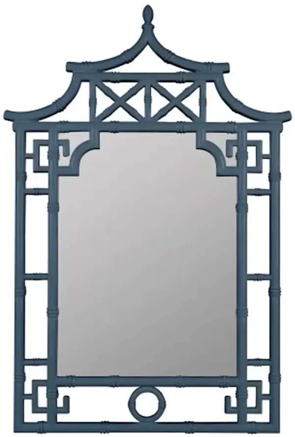 Paloma Modern Blue Lacquered Pagoda Wall Mirror