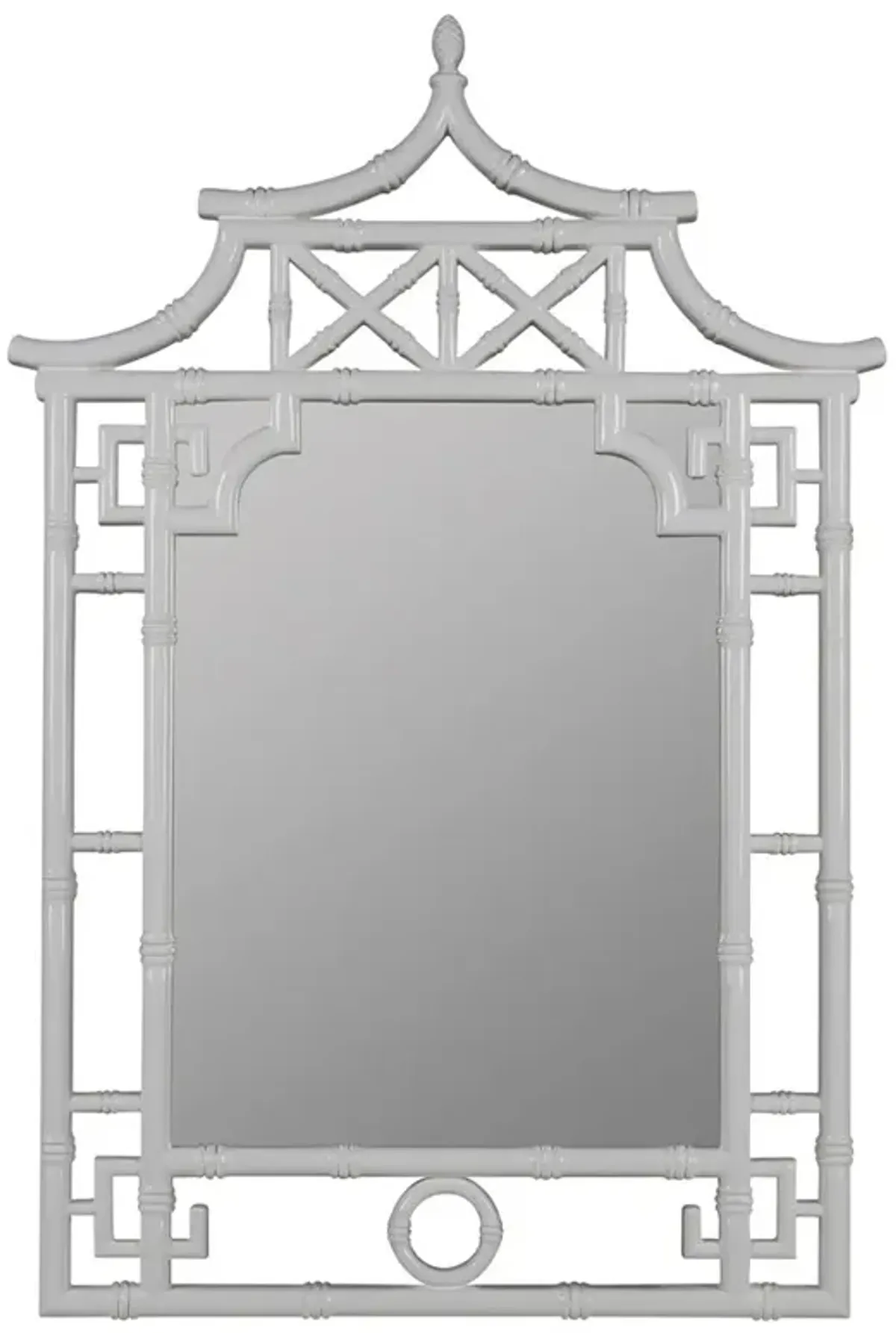 Paloma Modern White Lacquered Pagoda Wall Mirror