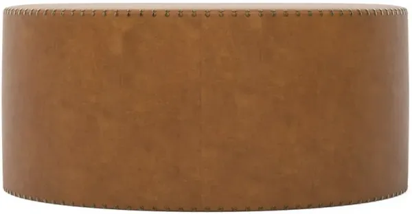 Nylah Sweet Tea Leather Ottoman