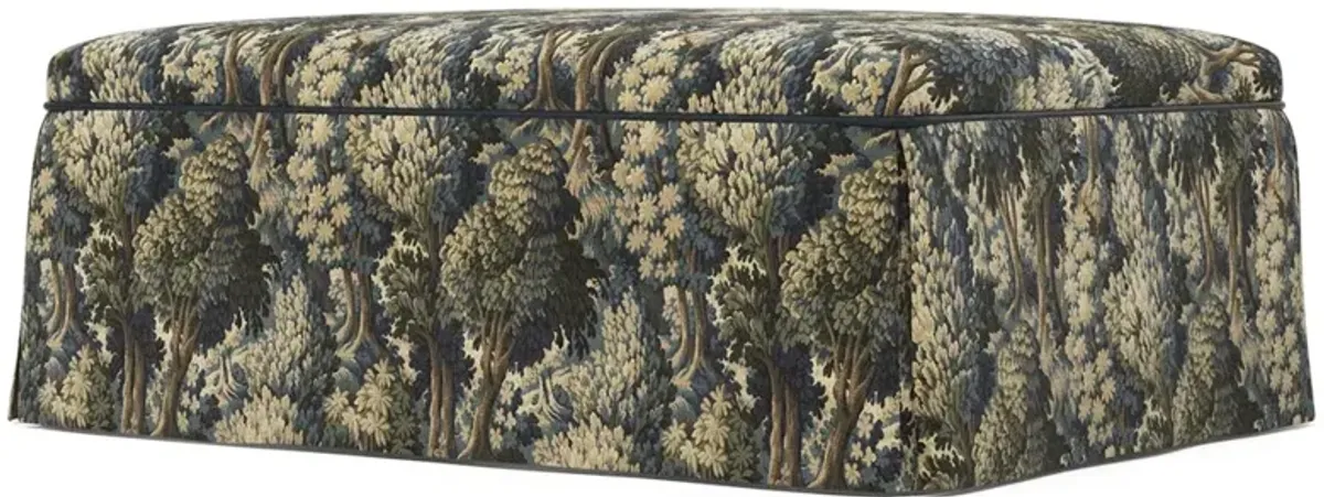 Ariela Tapestry Forest Weave Skirted Rectangular Ottoman