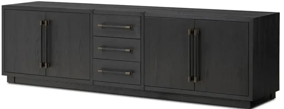 Rubielle Modern Classic Black Wood Media Console - 94"