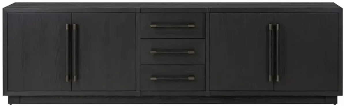 Rubielle Modern Classic Black Wood Media Console - 94"