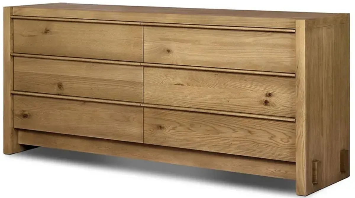 Vincent Coastal Beach Brown Oak Double Dresser