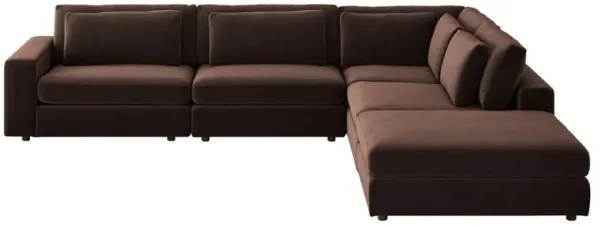 Candace Modern Classic Brown Velvet 5 Piece Sectional - LAF - 132"