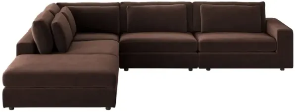 Candace Modern Classic Brown Velvet 5 Piece Sectional - RAF - 132"