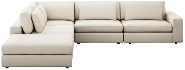 Candace Modern Classic Heathered Ivory Crypton 5 Piece Sectional - RAF - 132"