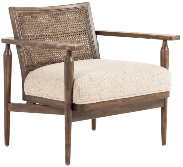 Xander Rustic Lodge Brown Woven Cane Taupe Linen Wood Arm Chair