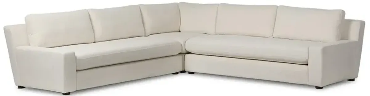 Felix Modern Classic Heathered Ivory Crypton Corner Sectional - 121"