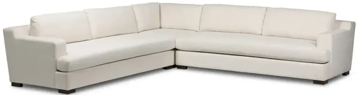 Hudson Modern Classic Heathered Ivory Crypton Corner Sectional - 130"
