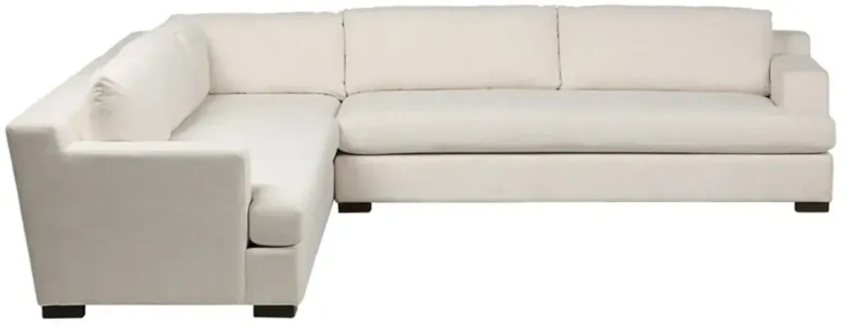 Hudson Modern Classic Heathered Ivory Crypton Corner Sectional - 130"