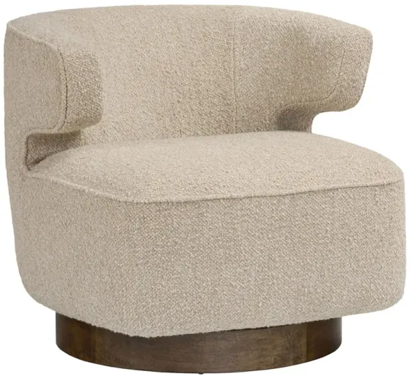 Macy Modern Classic Beige Boucle Swivel Chair
