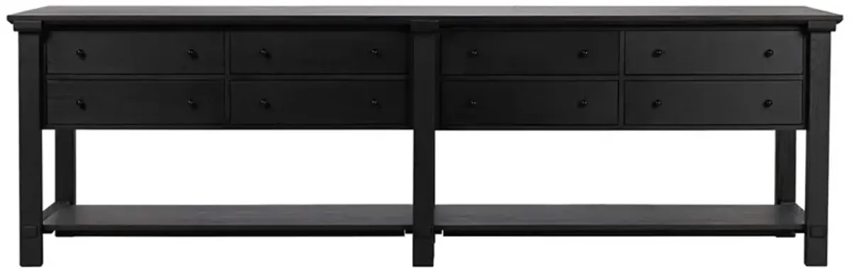 Gavin Rustic Black Oak Rectangular Kitchen Island - 118"W