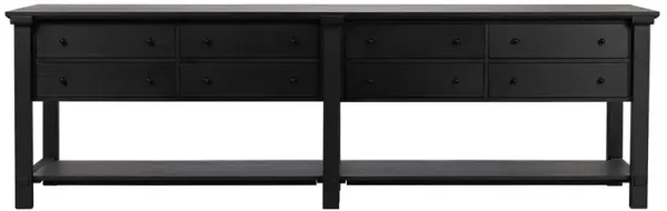Gavin Rustic Black Oak Rectangular Kitchen Island - 118"W