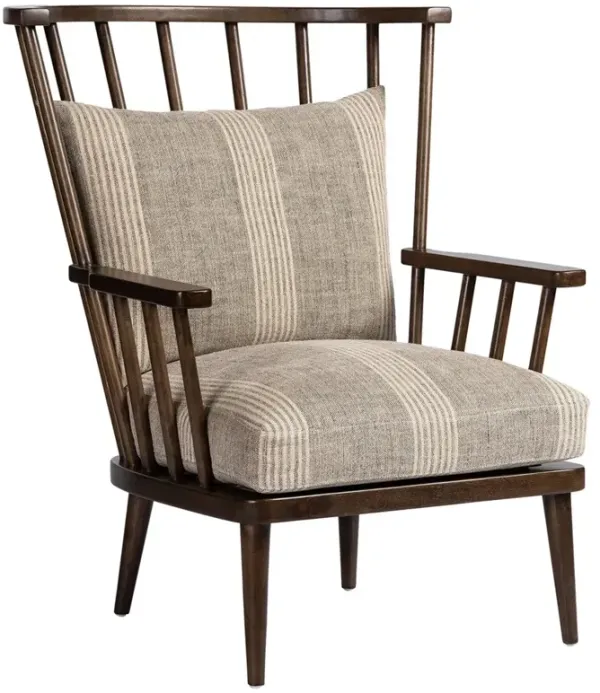 Elion Modern Classic Beige Stripe Windsor Arm Chair