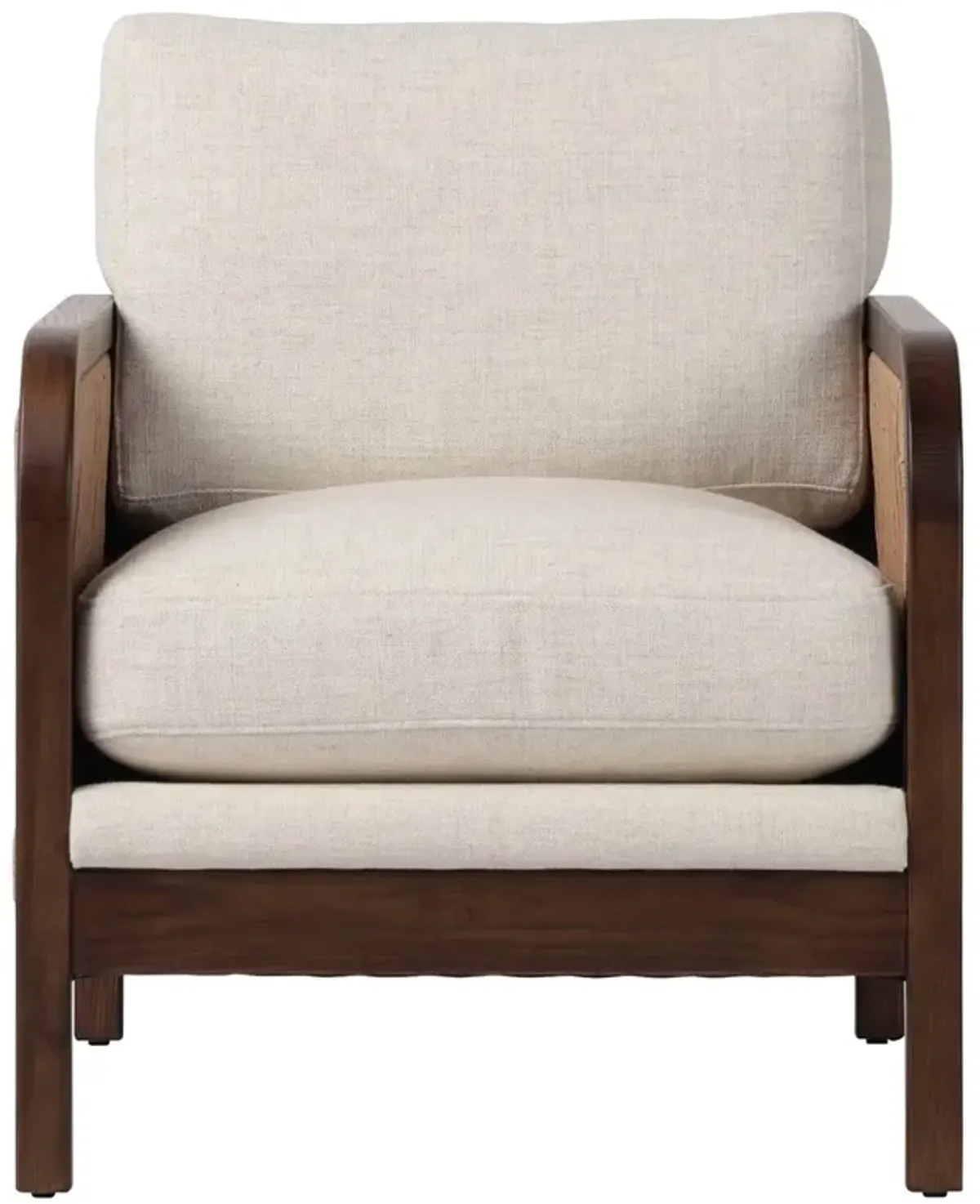 Marcella Coastal Beach Beige Performance Woven Rush Arm Chair