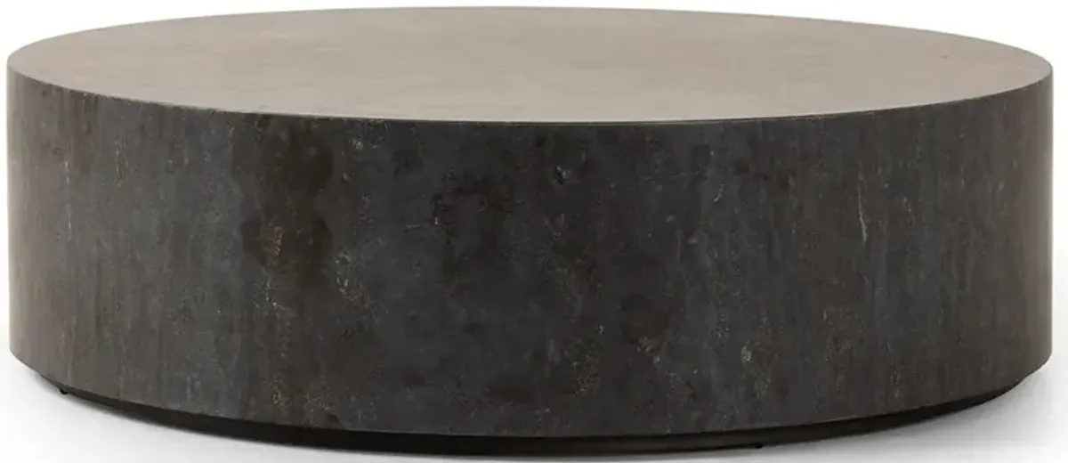 Jaxton Modern Classic Bluestone Round Drum Coffee Table