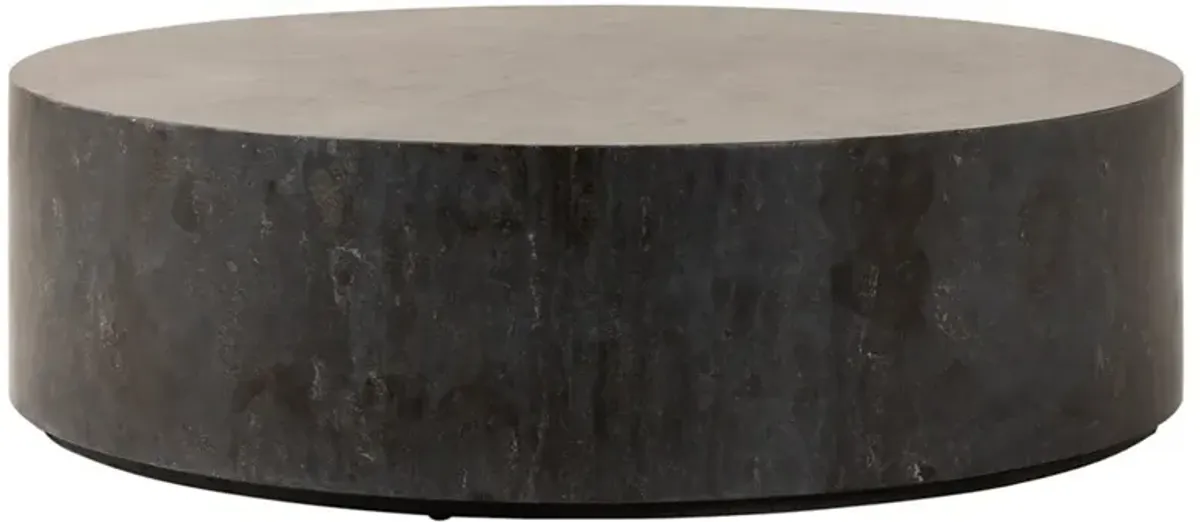 Jaxton Modern Classic Bluestone Round Drum Coffee Table