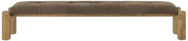 Riona Modern Classic Brown Leather Reclaimed Oak Tufted Bedroom Bench