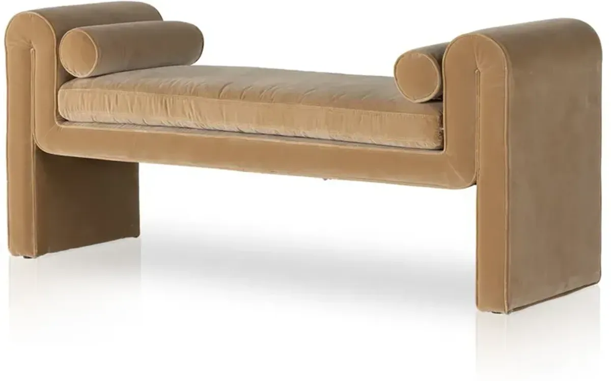 Brianne Modern Classic Camel Velvet Bedroom Bench