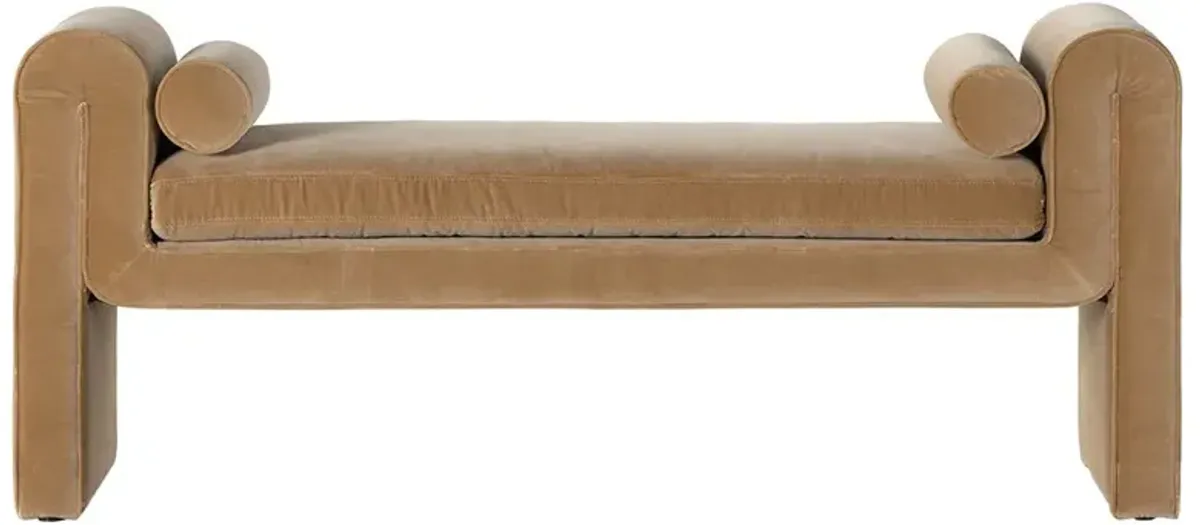 Brianne Modern Classic Camel Velvet Bedroom Bench