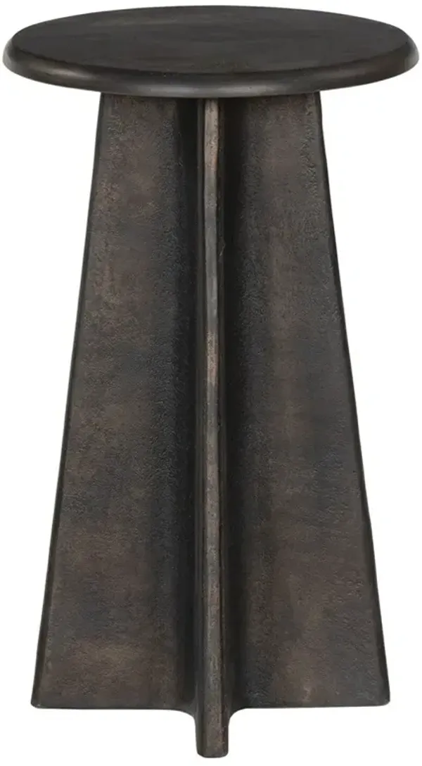 Milo Modern Classic Distressed Bronze Round End Table