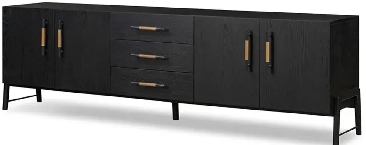 Matthew Modern Classic Black Oak Media Console - 94"