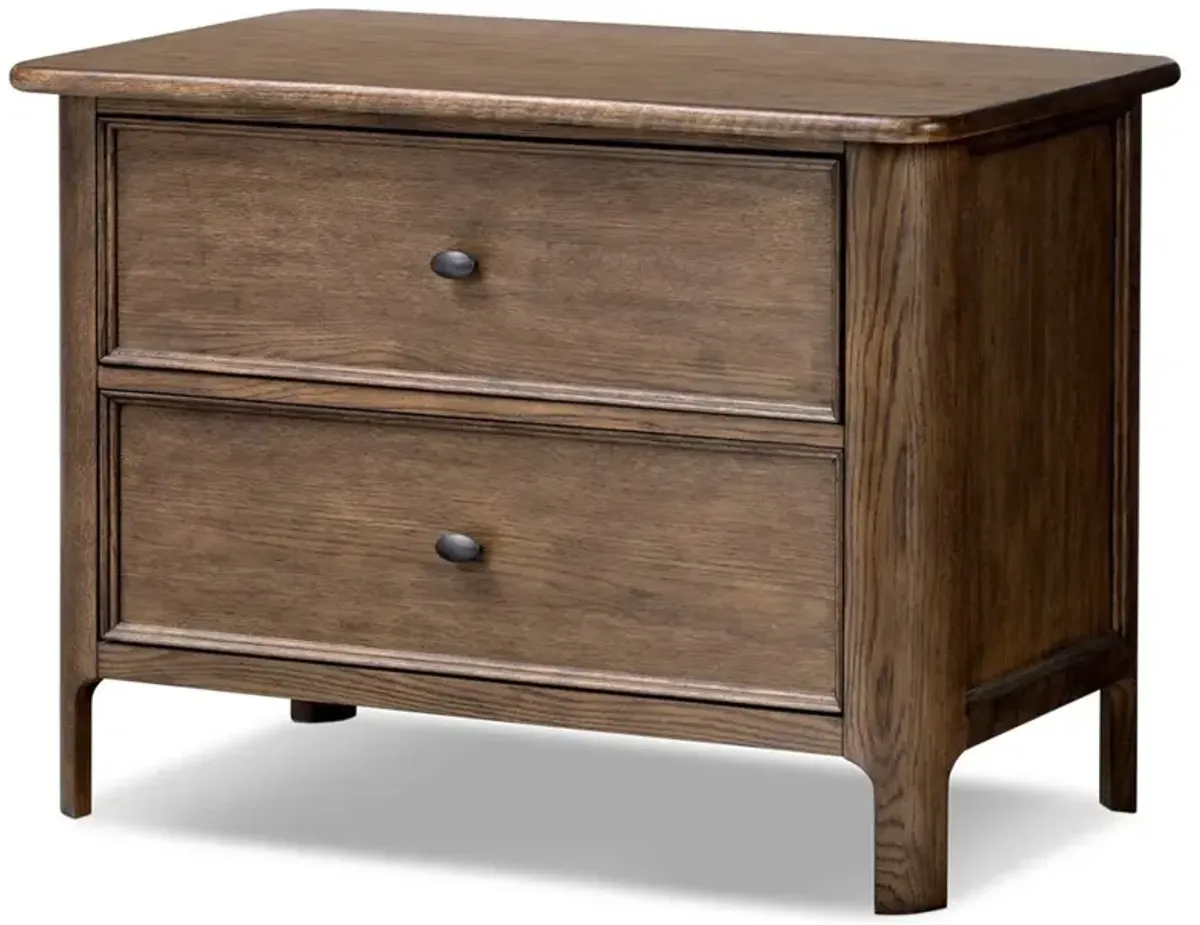 Lionel Rustic Lodge Brown Aged Oak Wide Nightstand