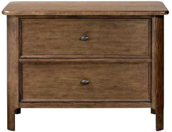 Lionel Rustic Lodge Brown Aged Oak Wide Nightstand