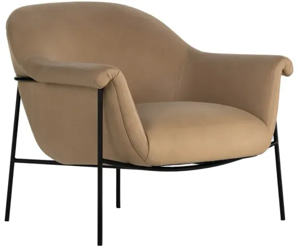 Zeltzin Modern Classic Brown Leather Black Iron Arm Chair