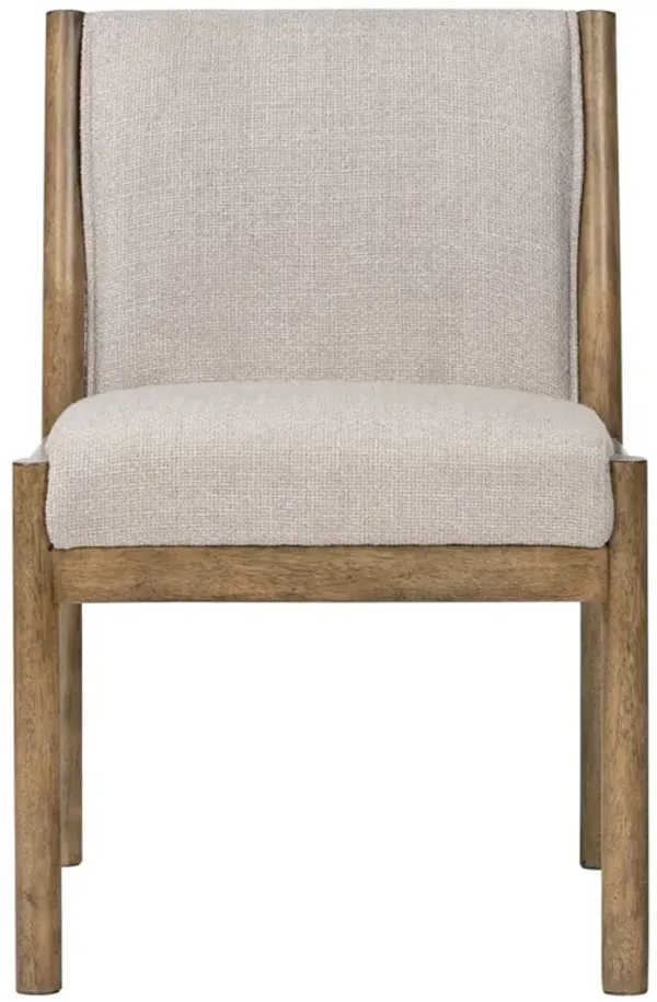 Daisy Modern Classic Beige Performance Brown Wood Dining Chair
