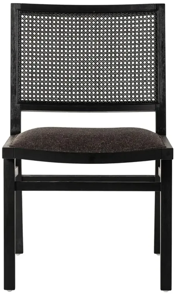 Samantha Modern Classic Grey Performance Black Wood Cane Dining Chair