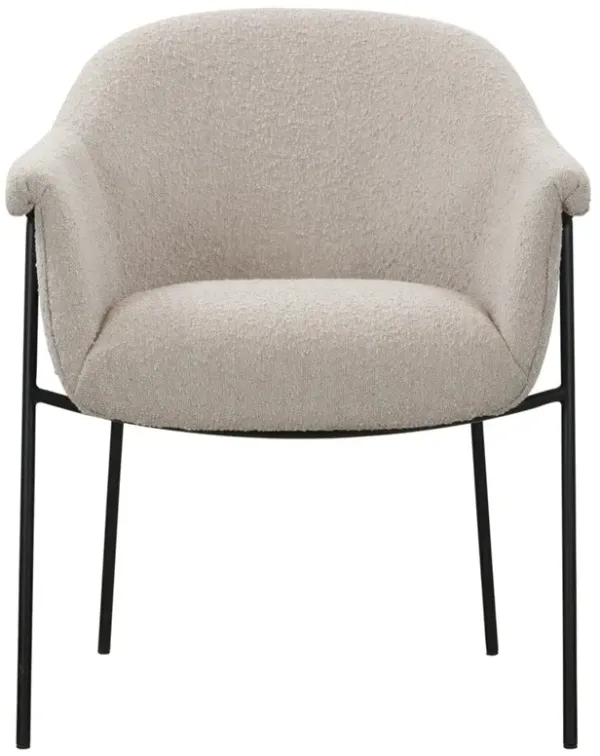 Zeltzin Modern Classic Cream Performance Boucle Black Iron Dining Arm Chair