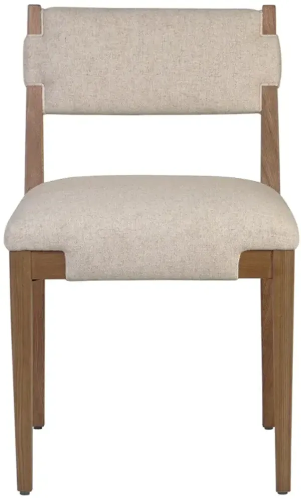 Zane Modern Classic Cream Performance Brown Wood Dining Chair