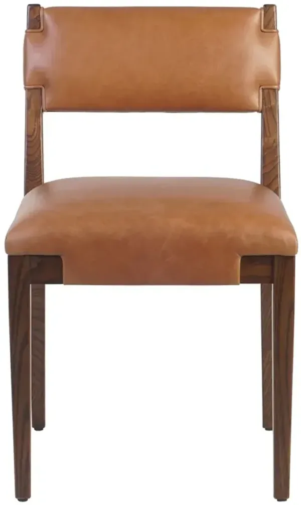 Zane Modern Classic Brown Leather Wood Dining Chair