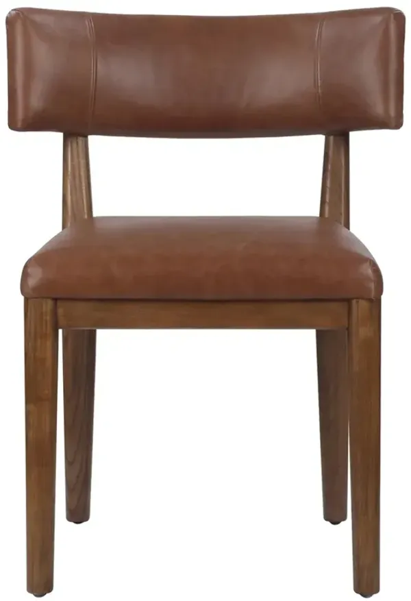 Cerise Modern Classic Brown Leather Dining Side Chair
