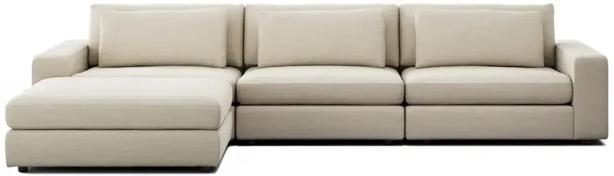 Candace Modern Classic Beige 3 Piece Sectional with Ottoman - 132"
