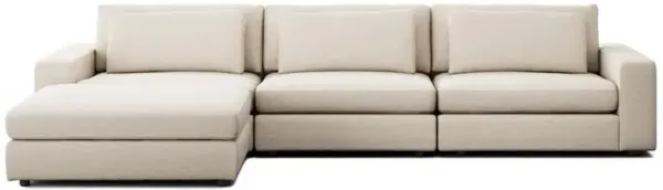 Candace Modern Heathered Ivory Crypton 3 Piece Sectional with Ottoman - 132"