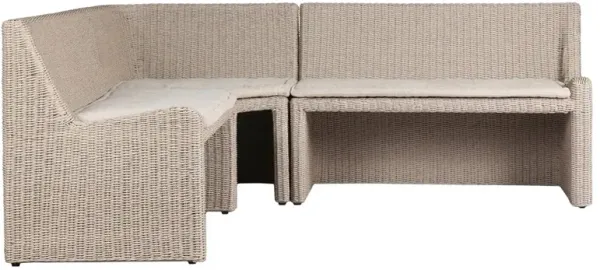Senna Vintage White Outdoor Dining Banquette L-Shape - 83"